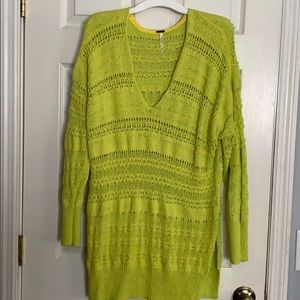 Free people over sized neon yellow sweater